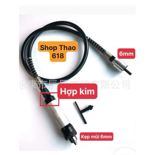  Dây truyền động máy khoan máy mài khuôn thẳng hay dây nối dài kẹp mũi 6,5mm  ĐEN CAO CẤP chân hợp kim nhôm >>> 