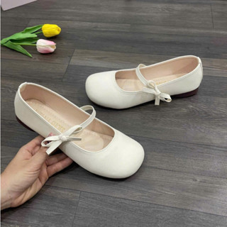 Giày Búp Bê Nữ Gắn Nơ Quai Xinh Da Mềm Đi Êm Chân P01 3 MÀU ĐEN, KEM,NÂU  (Phom Chuẩn)