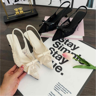  Giày Cao Gót 3P Công Sở Ren Lưới Thêu Hoa Xinh Hàng Cao Cấp D03 