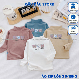 (LOẠI ĐẸP) Áo giữ nhiệt thu đông chất vải nỉ zip lông cổ lọ cho bé trai bé gái gữ ấm 5-15kg ZL01 Đậu Đậu Store