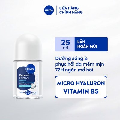 Lăn Ngăn Mùi NIVEA Derma Control Defend Dưỡng Sáng & Phục Hồi 25ml / Lăn Khử Mùi Nữ - 91770