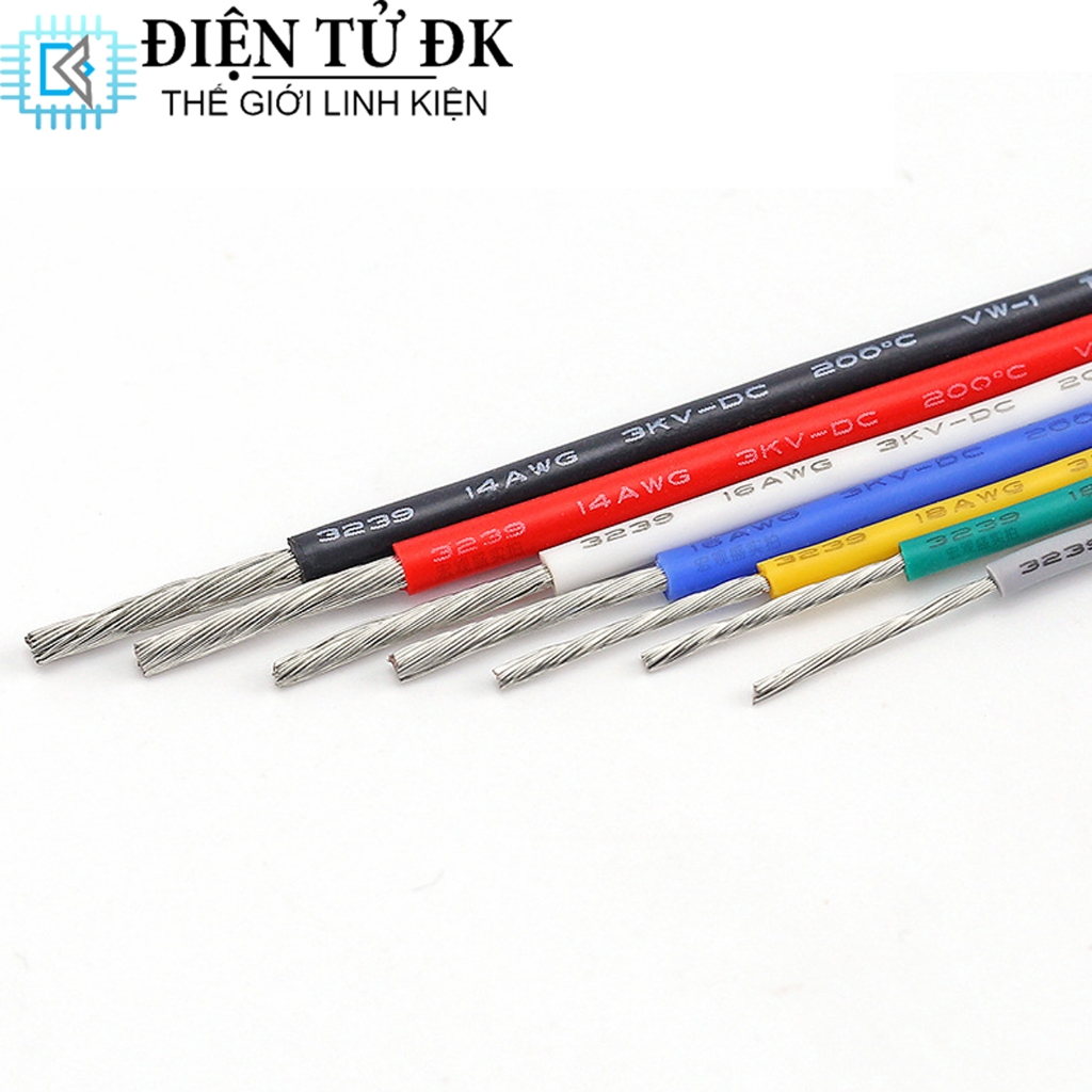 Gói 5m Dây Điện Silicon Mềm Chịu Nhiệt Chống Cháy 22AWG