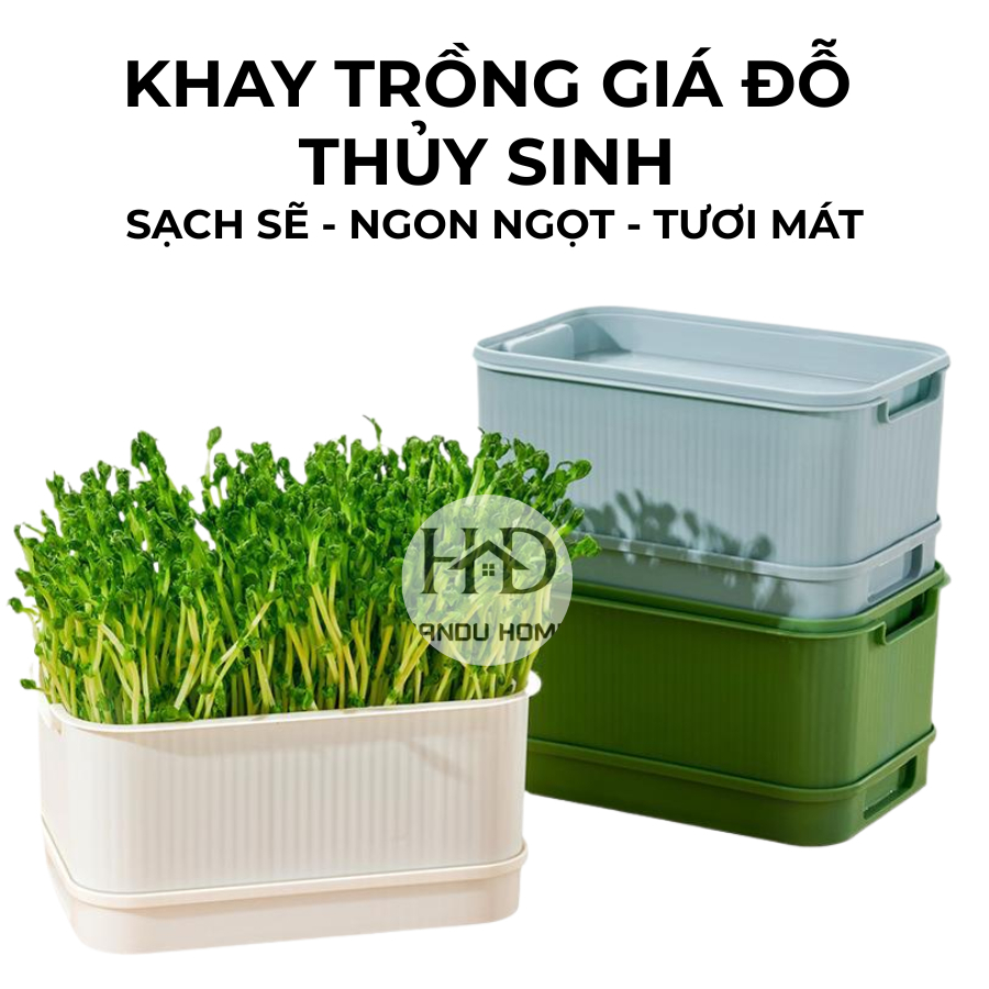 Khay Trồng Giá Đỗ Thủy Sinh Tại Nhà - Dụng Cụ Trồng Rau Mầm, Nấm Kim Châm, Tươi Ngon, Sạch Sẽ, An Toàn