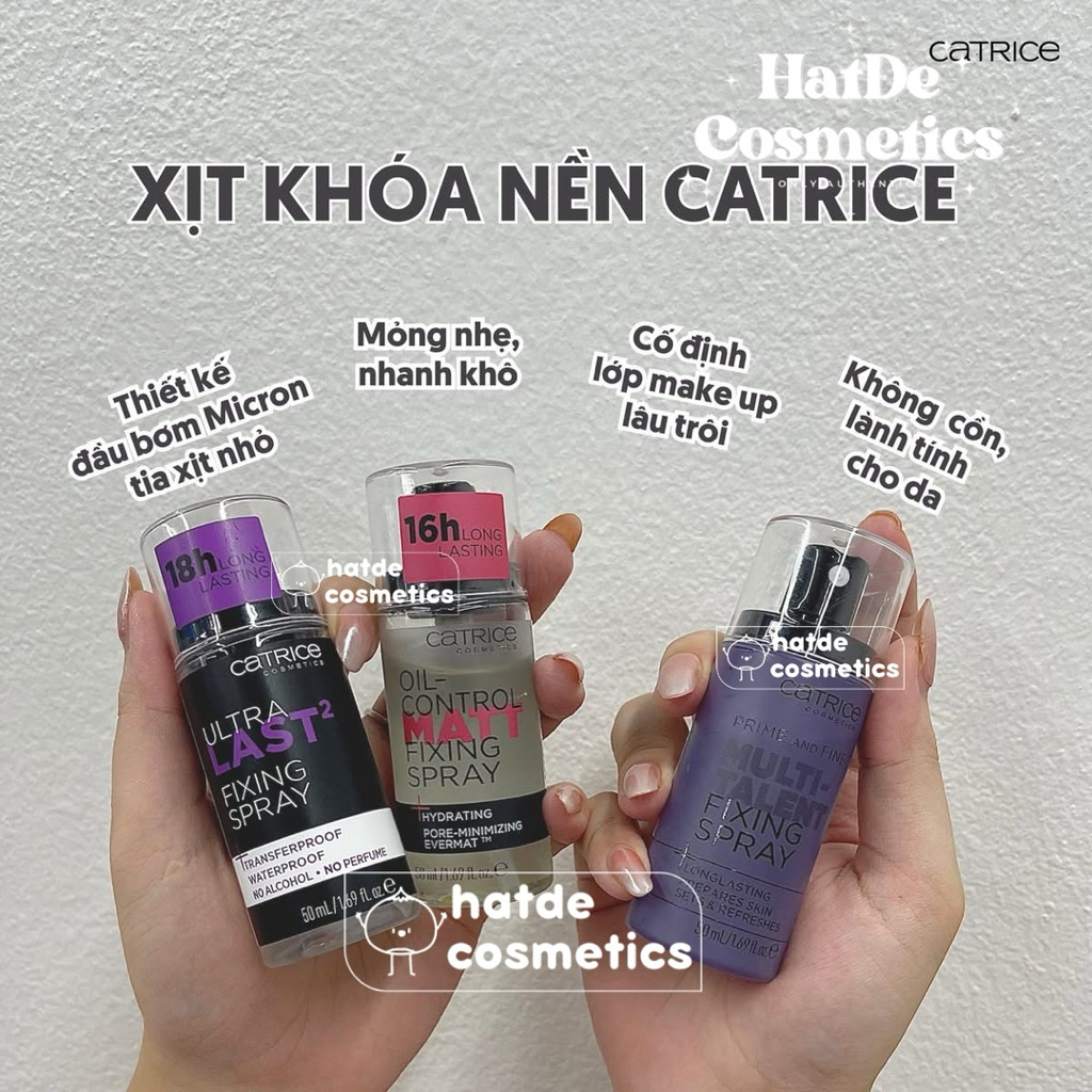 (hàng NK cty chinhhang) Xịt khoá nền giúp giữ lớp nền lâu trôi Catrice Fixing Spray 50mL