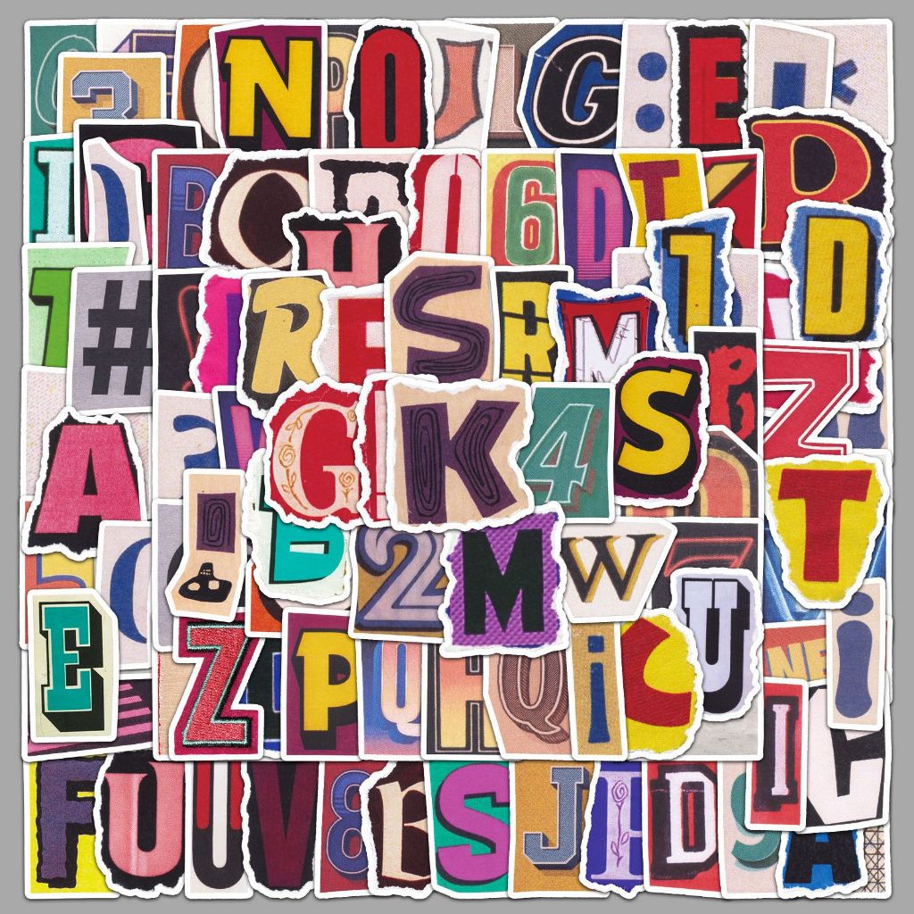 Set 20/50/100 cái sticker chống nước STICKER CHỮ CÁI VÀ SỐ Y2K LIFETYLE HIỆN ĐẠI dán mũ bảo hiểm vali laptop đàn