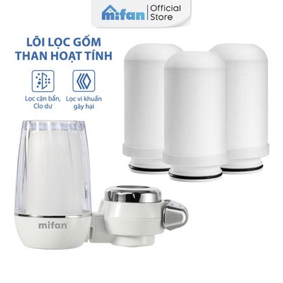 Lõi Lọc Thay Thế Bộ Lọc Nước Đầu Vòi Mifan - gốm than hoạt tính cao cấp lọc 99% mùi, cặn bẩn, clo dư
