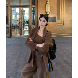  Set len nữ sang chảnh 3 món QCCC áo choàng + áo lệch vai quần dài chất liệu len mềm mại Yame Clothing mẫu mới 2025 #Y186 