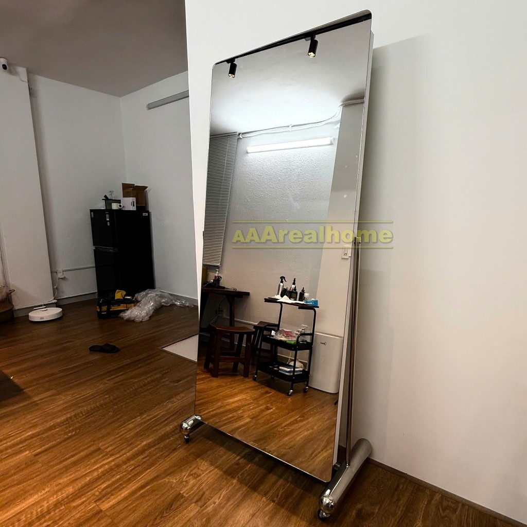80x180cm Gương soi toàn thân Inox AAArealhome BG Chân Inox Gương soi di động Gương Hair Salon Gương 
