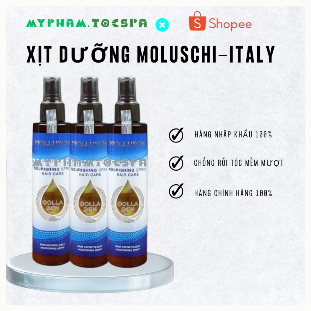 Xịt Dưỡng Tóc Collagen Molluschi  220ml Chống Gỡ Rối Tóc Tức Thì Lưu Hương Lâu Myphamtocspa