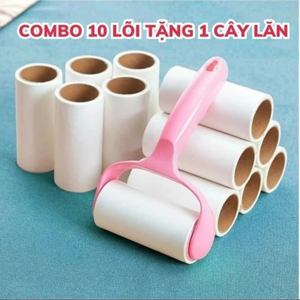 Combo 10 Lõi Lăn Bụi Tặng kèm 1 cây lăn, cây lăn bị làm sạch quần áo, chăm ga