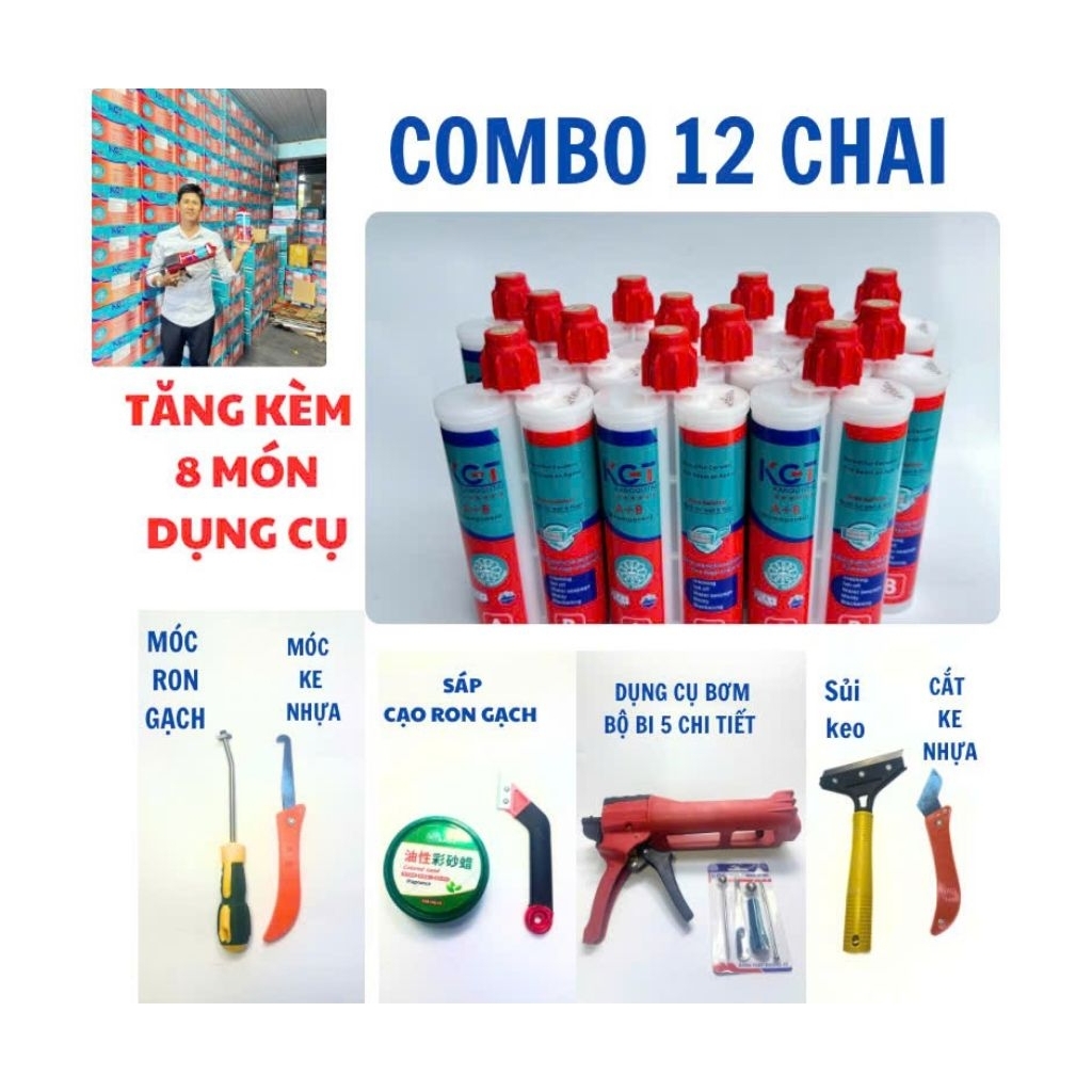 combo 12 chai keo chà ron gạch Epoxy.keo chít ron Epoxy ( tăng combo dụng cụ thi công)
