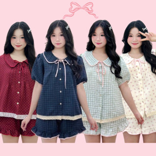 bộ pijama bộ ngủ nữ tiểu thư cổ sen cộc đùi, cộc dài vải đũi bông mây mùa hè mặc đi ngủ mát mẻ Xưởng may Sm sen2