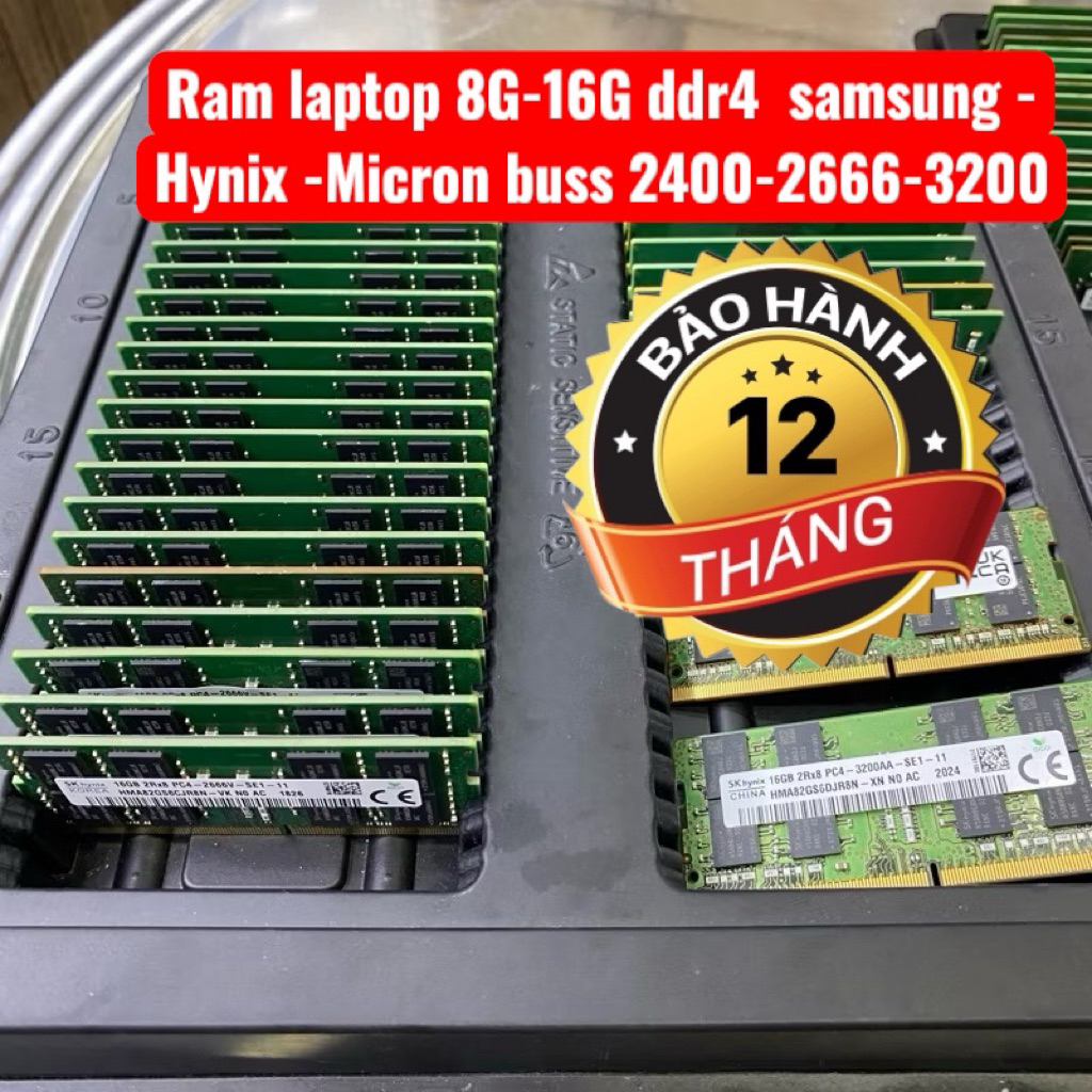 Ram laptop ddr4 8G , 16G /2400/2666/3200 bảo hành 1 năm