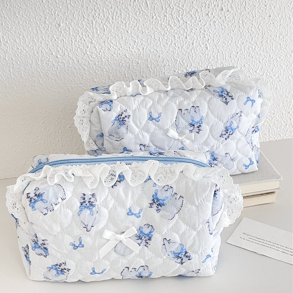 MÈO XANH (Makeup Pouch) TÚI ĐỰNG ĐỒ MAKEUP COTTAGE CORE