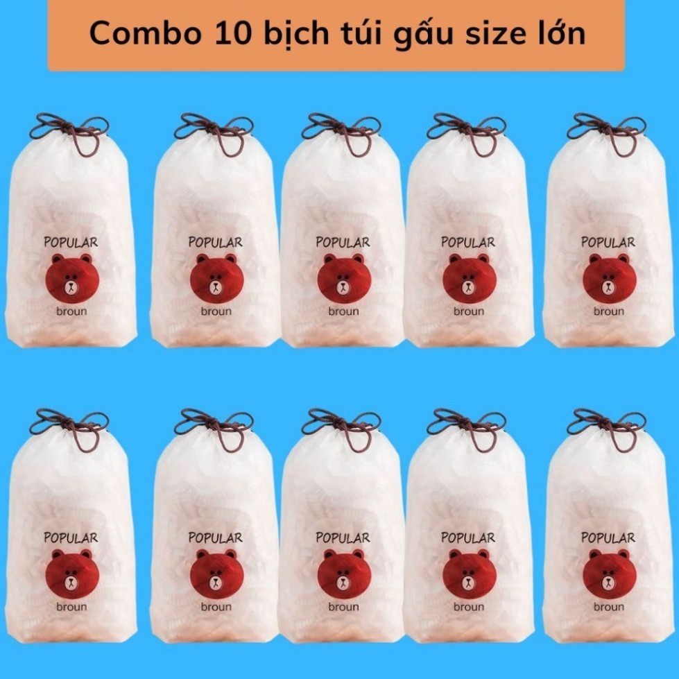 ( Combo 10 Gói ) Set 10 Túi Bọc Thực Phẩm Chất Liệu Nilon, Màng Bọc Thực Phẩm Gấu, Màng Bọc Gấu, Bọc Thực Phẩm Hình Gấu