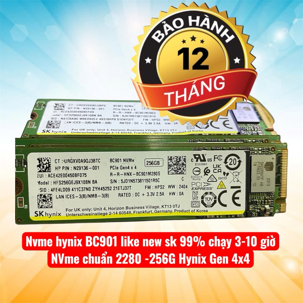 ssd nvme 256gb hynix BC901 Gen 4x4 like new sk 99% bảo hành 12 tháng