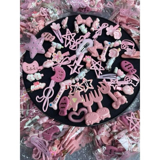  Set 50 kẹp tóc mix hình ngẫu nhiên siêu cute tone màu hồng cam Women Nữ Hoa 