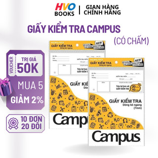 Giấy kiểm tra cấp 2 Campus – kẻ ngang, màu vàng, 20 tờ đôi + 10 tờ đơn - HVO Books