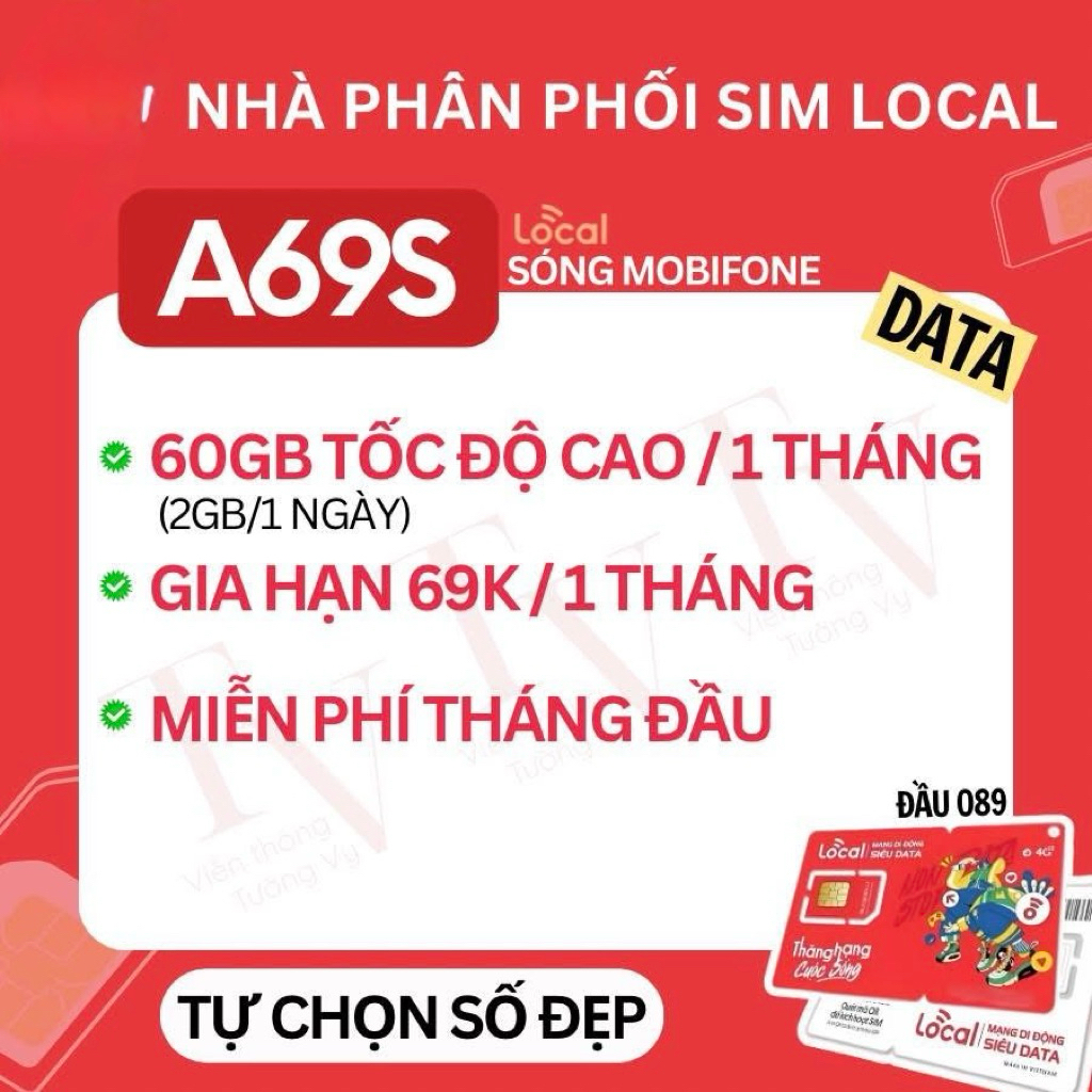 Sim  Local  A69 Free 2Gb Data/Ngày - Chính Hãnh phân phối miền nam