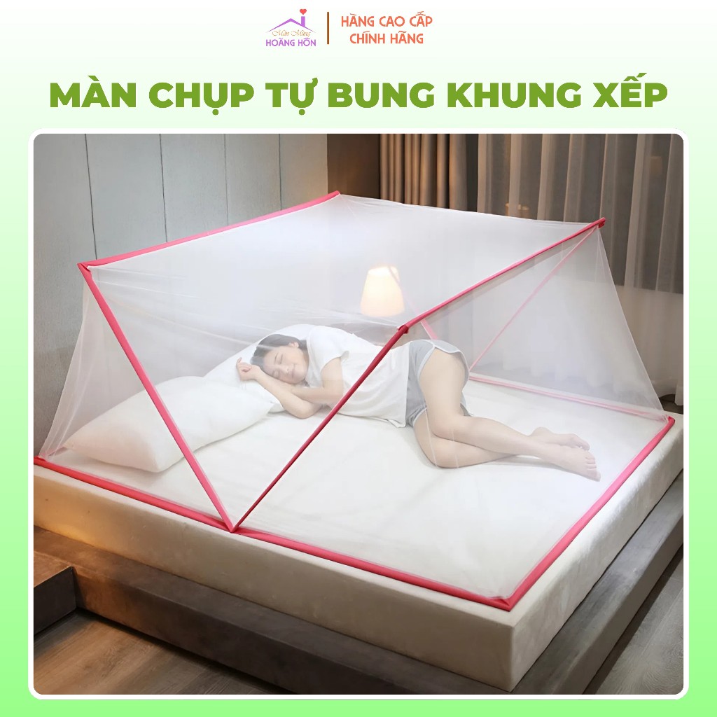Màn chụp tự bung khung xếp gấp gọn tiện dụng, Mùng chụp tự bung người lớn Loại 1