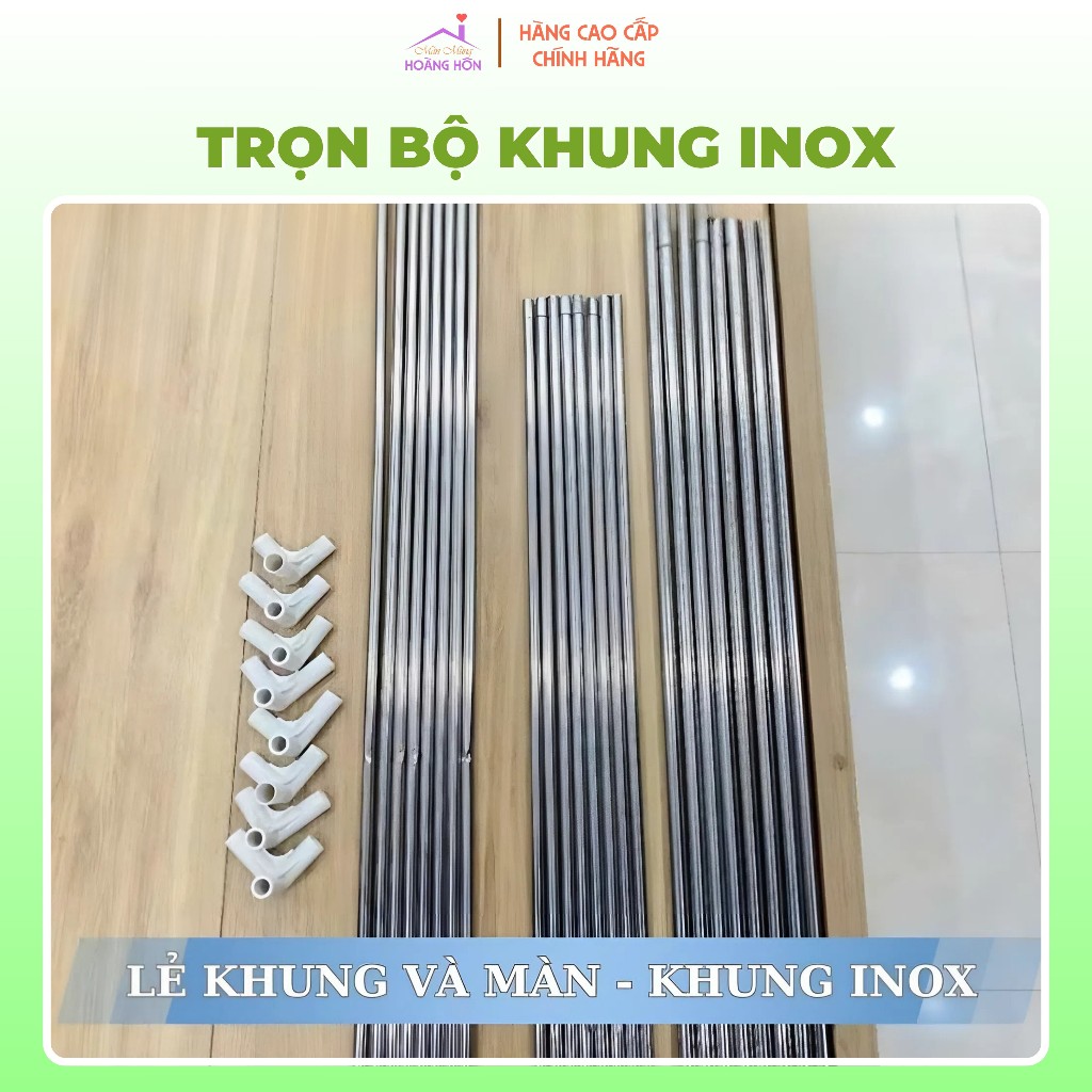 Lẻ Khung - Trọn Bộ Khung INOX Không Khoan Tường + Khớp Góc - Màn Hoàng Hôn Store