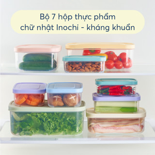 Bộ 7 hộp thực phẩm INOCHI, nhựa PP an toàn chịu nhiệt, bộ 7 màu rainbow. Hộp đựng thực phẩm ngăn mùi tủ lạnh