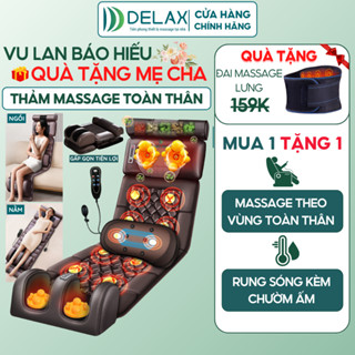 Đệm Massage Toàn Thân Đa Năng DELAX Massage Vai, Cổ, Eo, Lưng, Chân Và Gối Massage Sóng Rung Kèm Chườm Nóng TMS01