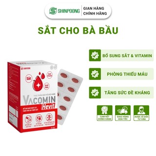Sắt Shinpoong Vacomin Hevit Bổ Sung Sắt & Vitamin Cho Mẹ Bầu, Sau Sinh, Sau Phẫu Thuật 60 Viên/Hộp