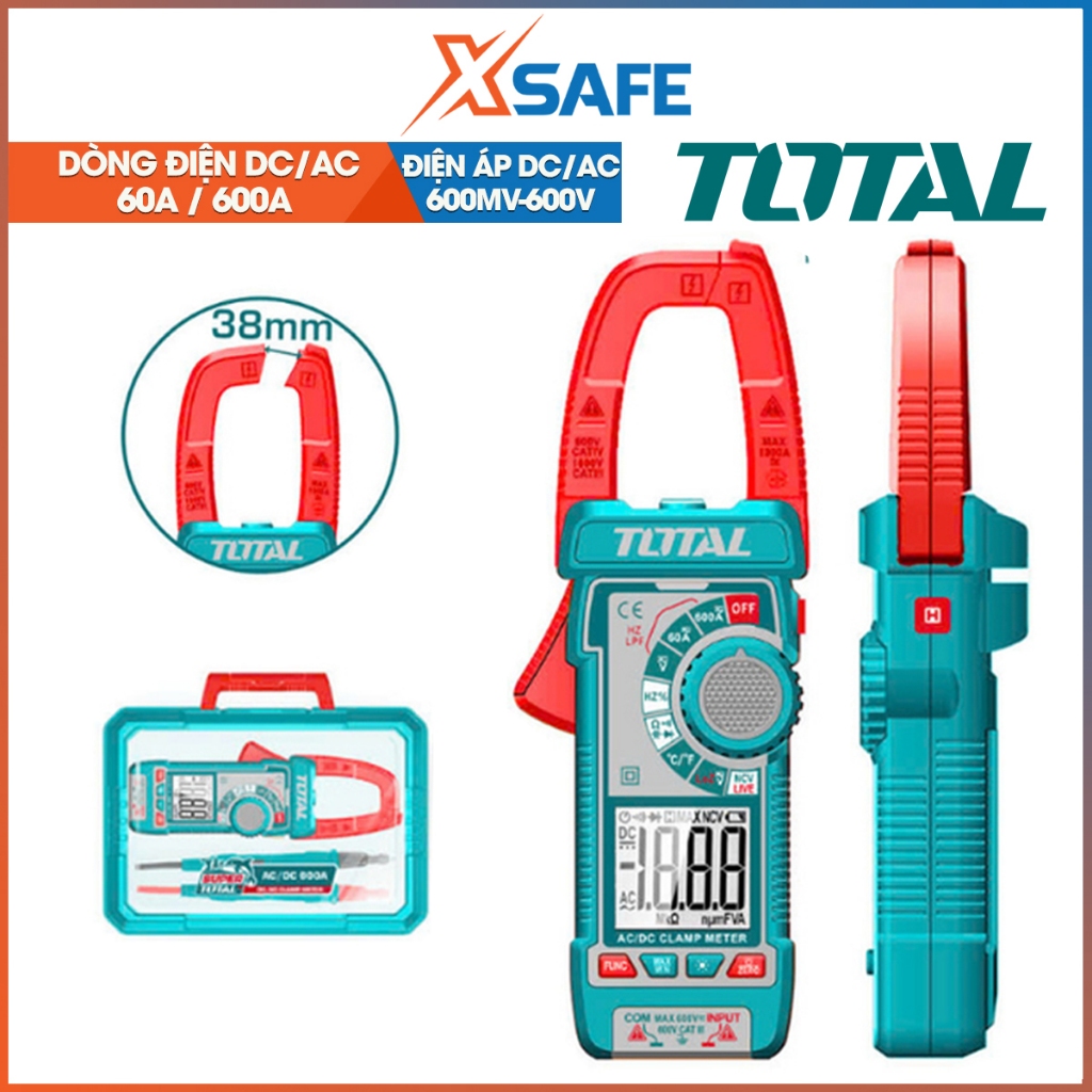 Kềm đo DC/AC kỹ thuật số TOTAL TMT766002 6000 số đếm Dòng điện DC/AC 600A Điện áp DC/AC 600V