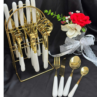 Bộ thìa dĩa cao cấp 5 chi tiết sang trọng – Muỗng nĩa inox bền đẹp, dụng cụ ăn uống tiện lợi.