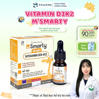 Vitamin D3K2 M'Smarty tăng chiều cao ở trẻ giúp xương và răng chắc khỏe tăng hệ miễn dịch - 30ml