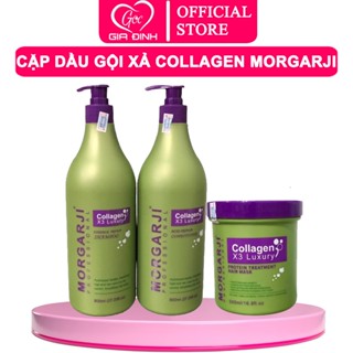 Cặp dầu gội xả Collagen Morgarji Luxury 800ML kem ủ tóc phục hồi hương hoa quả
