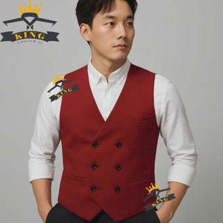 Áo gile nam TINY KING chất tây công sở 6 nút form rộng phối vest cao cấp thời trang z1-10