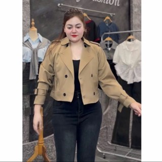   BIGSIZE  Áo Khoác Mangto Nữ Dáng Lửng Tay Bo áo khoác HongKong nữ 