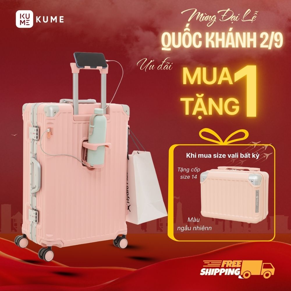🔥 MUA 1 TẶNG 1 | Vali KUME - Vali Size 20/24/28 Aber 2407K - Nhựa PC Khung Nhôm Siêu Bền, Khoá Sập, 