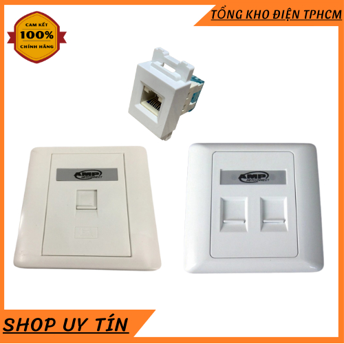 AMP - Mặt Nạ 1- Mặt Nạ 2 Vuông AMP ổ mạng Cat5,Cat6, ổ ĐT 1 cổng RJ45 RJ11 Lắp Âm Tường, Lắp Nổi