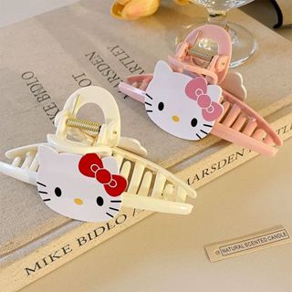  Set kẹp tóc càng cua đính charm mèo màu trắng hồng dễ thương thời trang cho Nữ 
