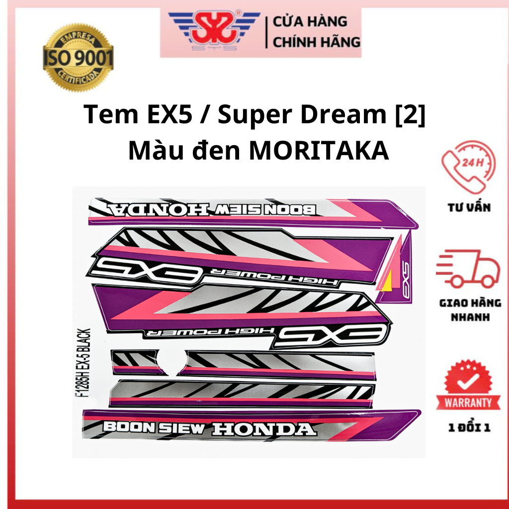 Tem EX5, Super Dream đen chính hãng Moritaka F1285H-EX5