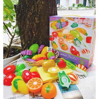 Bộ đồ chơi cắt hoa quả rau củ 43 chi tiết bằng nhựa an toàn cho bé, đồ chơi cắt trái cây giúp bé phát triển sự khéo léo