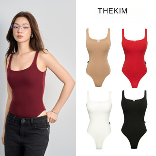  THEKIM Áo bodysuit 2 dây bản to cổ U   có mút ngực    đáy áo có cúc bấm  chất liệu 100% cotton mềm mại T237 