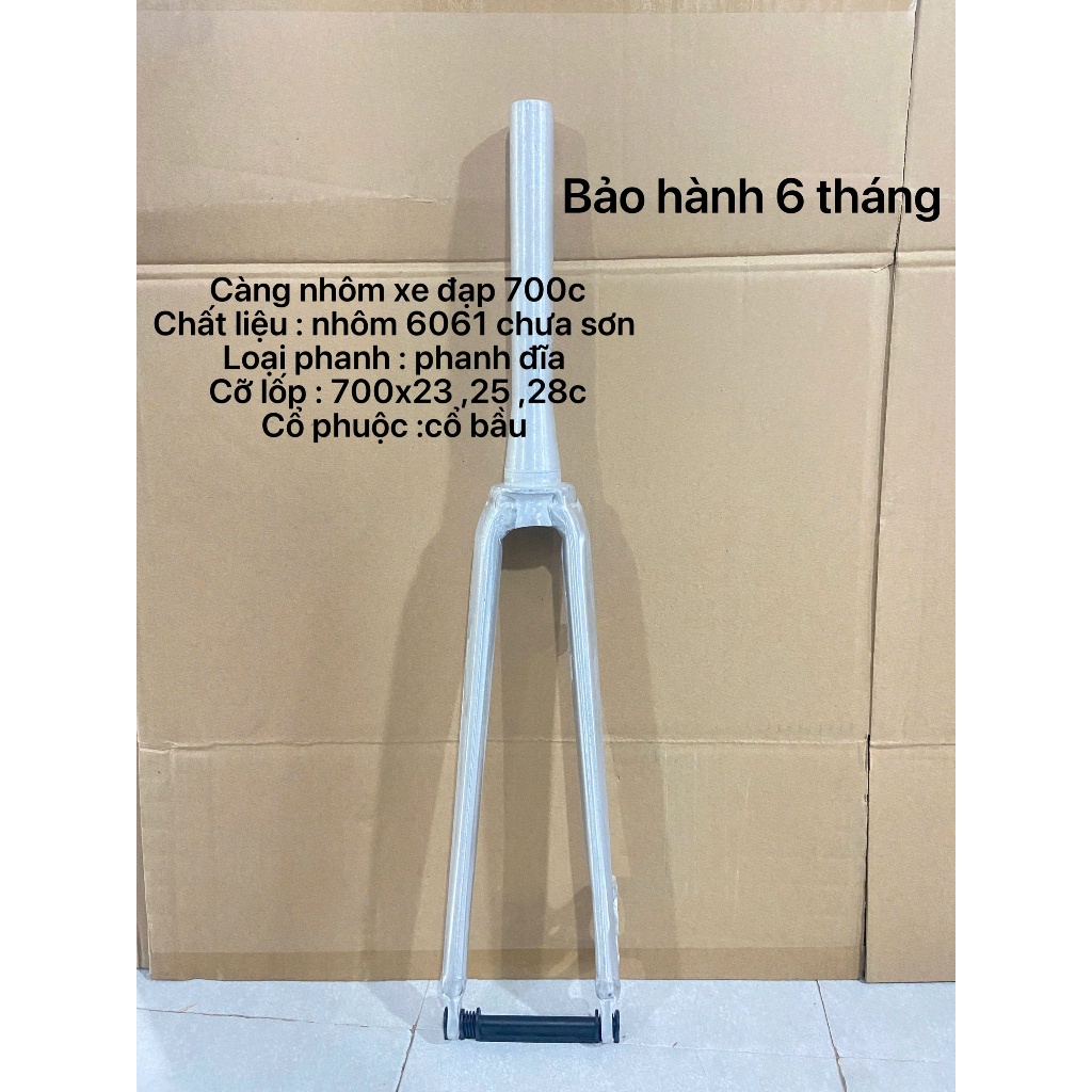 Càng phuộc đơ mộc nhôm 700c chưa sơn sử dụng phanh đĩa , càng đơ xe đạp thể thao 700c cổ bầu cao cấp
