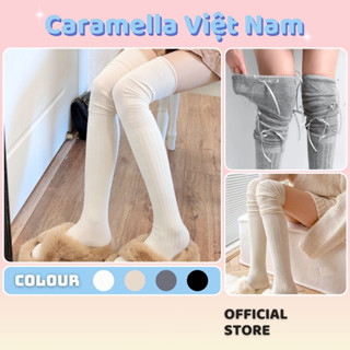   HÀNG LOẠI 1  Tất Cao Cổ Caramella Tất Vớ Đùi Nữ Dài Qua Gối Chất Liệu Len Tăm Mềm Cao Cấp JK H044 