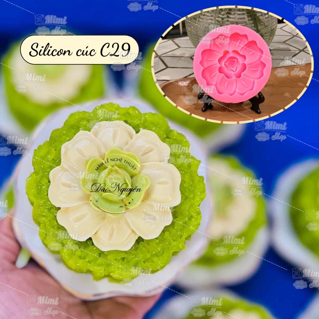 Khuôn silicon cúc C29 nhấn đậu - làm thạch