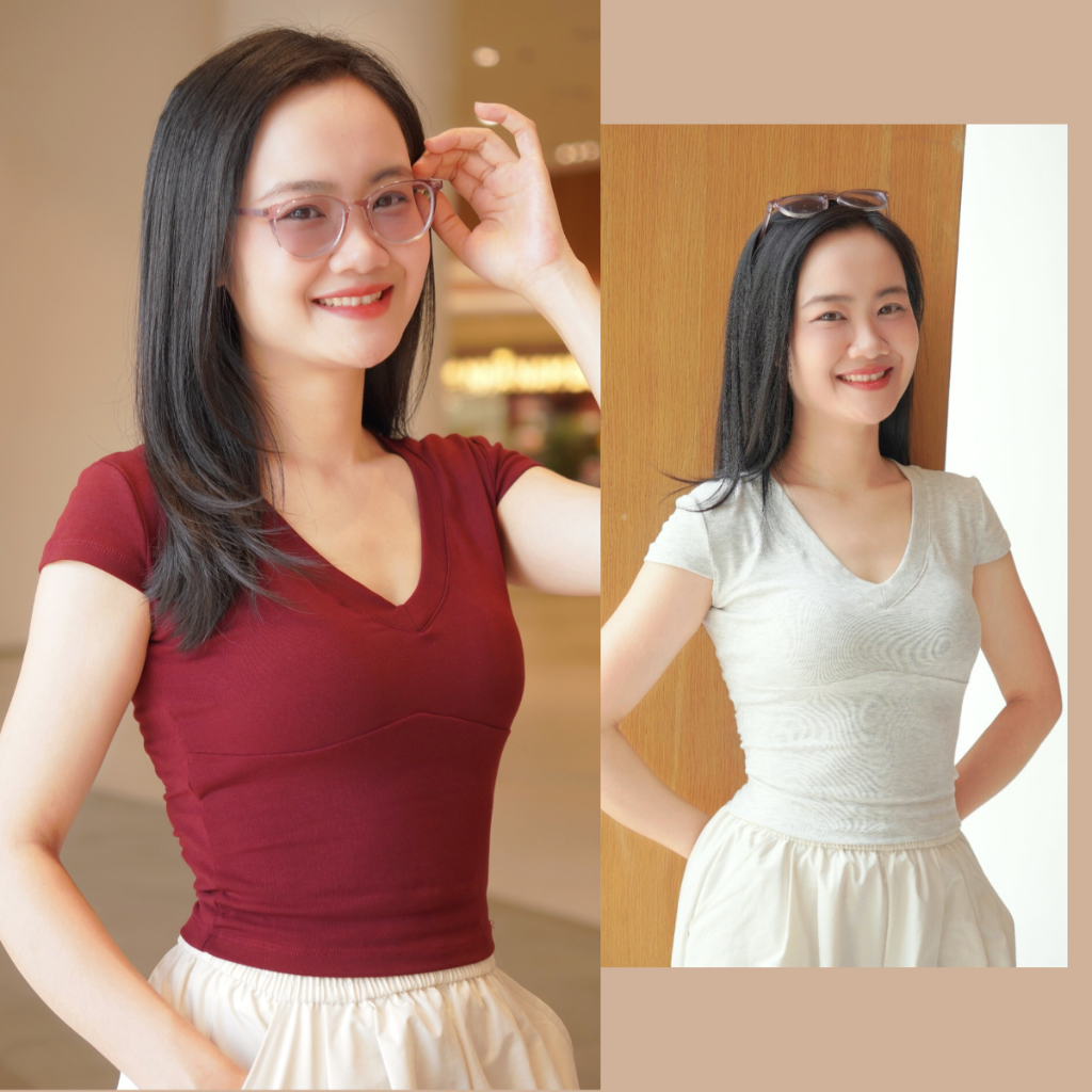 Áo thun nữ JIMA cổ tim dáng babytee zip mềm mịn co giãn thoáng khí form đẹp 251