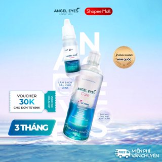 COMBO Nước Ngâm Lens 360ml + Nhỏ Mắt Lens 15ml Angel Eyes Care dòng siêu cấp ẩm dành riêng cho mắt nhạy cảm