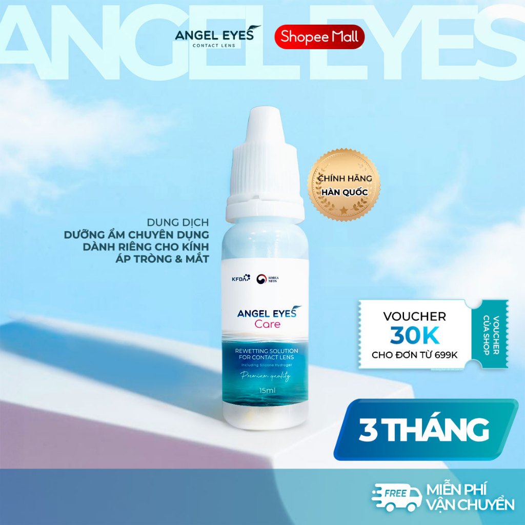 Nước nhỏ mắt lens Angel Eyes Care 15ml cao cấp cho mắt nhạy cảm (Dung dịch nhỏ mắt cho kính áp tròng | Nước nhỏ lens)