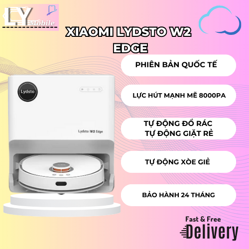 Robot hút bụi Xiaomi Lydsto W2 EDGE tự động giặt sấy giẻ, tự động hút rác Bản quốc tế.