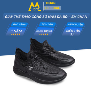 Giày da nam cao cấp thiết kế phong cách công sở hàn quốc màu đen đẹp bảo hành 1 năm MH11 TIMAN