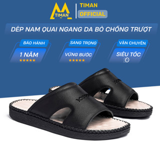  Dép nam Timanvn đẹp quai ngang kiểu quai hậu đế cao su chất liệu da tông cao cấp bảo hành 1 năm DL31 
