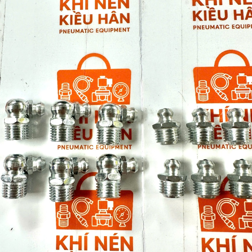GIÁ XƯỞNG Vú bơm mỡ bò ren M10 các loại, Vú bơm mỡ bò M10 cong 90, Vú bơm mỡ bò M10 thẳng ẢNH THẬT
